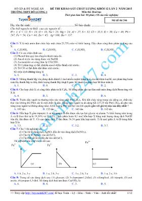 Đề thi khảo sát chất lượng khối 12 lần 2 năm 2015 môn thi Hoá Học - Mã đề thi 246